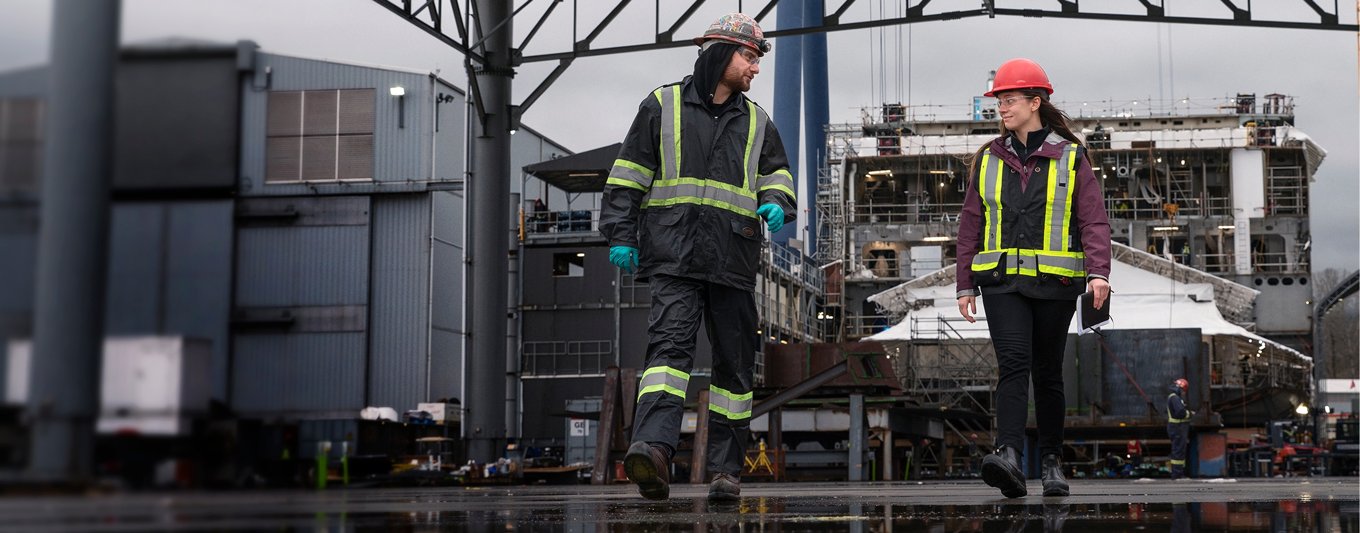 Isaac employees on site on a shipyard